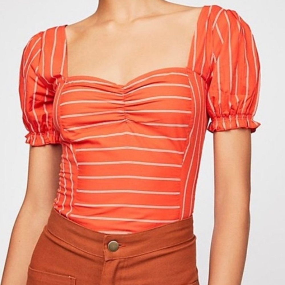 Free People Garden Rose Red Orange Crop Top